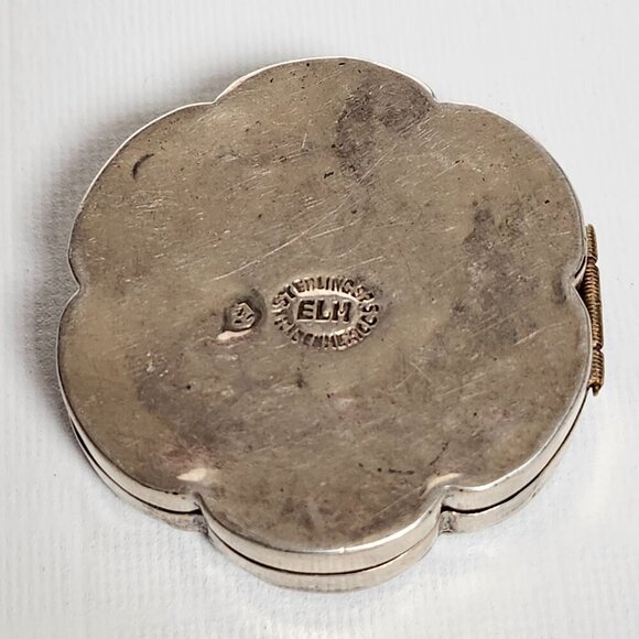 VINTAGE Sterling Silver Pill Box 925 Made in Mexico Pearl Inlay - Picture 2 of 8